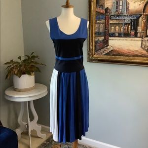 French Connection Blue Color Block Sleeveless Jersey Dress Size S